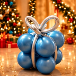 *Blue & Silver Airfill Balloon Present Kit - 15pc